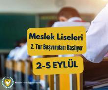Meslek Liselerine İkinci Tur Başvurular 2-5 Eylül 2025 Tarihleri Arasında Gerçekleşiyor